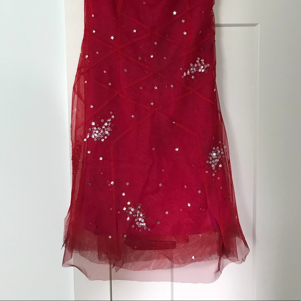 Bcbg Maxazria Size 0 Red Netted Sequin Dress - image 6